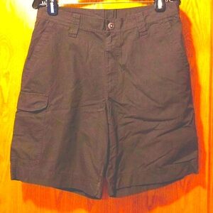 Columbia 32 x 9” Palm Cliff brown woven cotton 6 pocket cargo shorts UPF 50 EUC